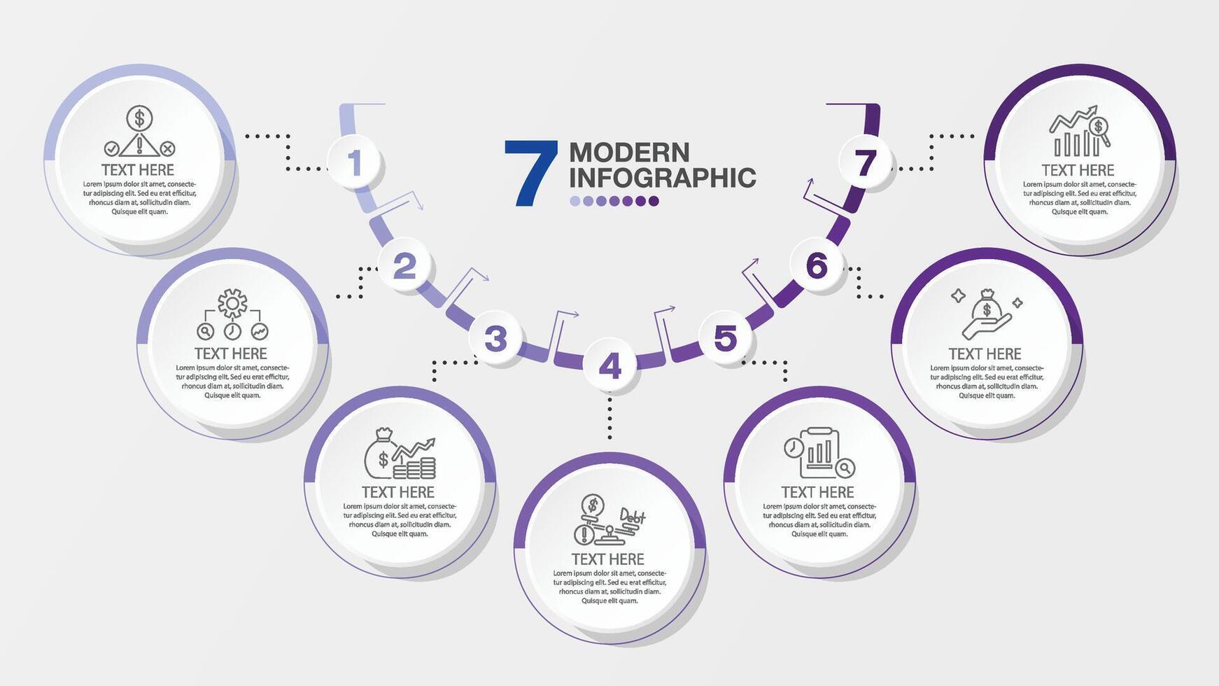 Infographic 7 process, Blue tone vector