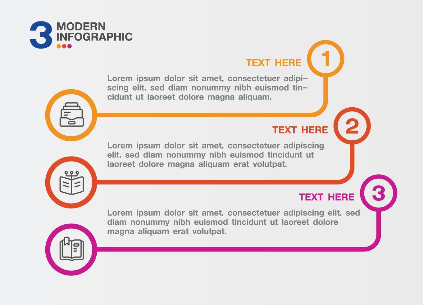 Template infographic 3 process for presentation. vector
