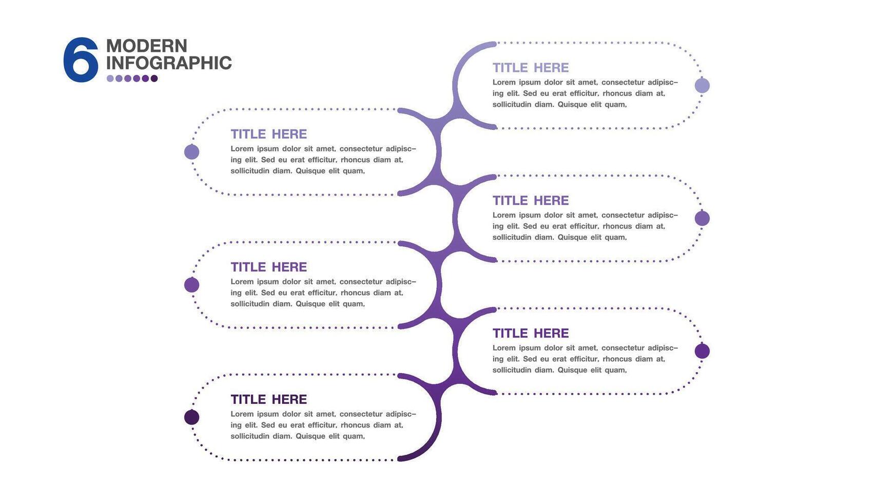 Infographic 6 process for presentation. Blue tone. vector