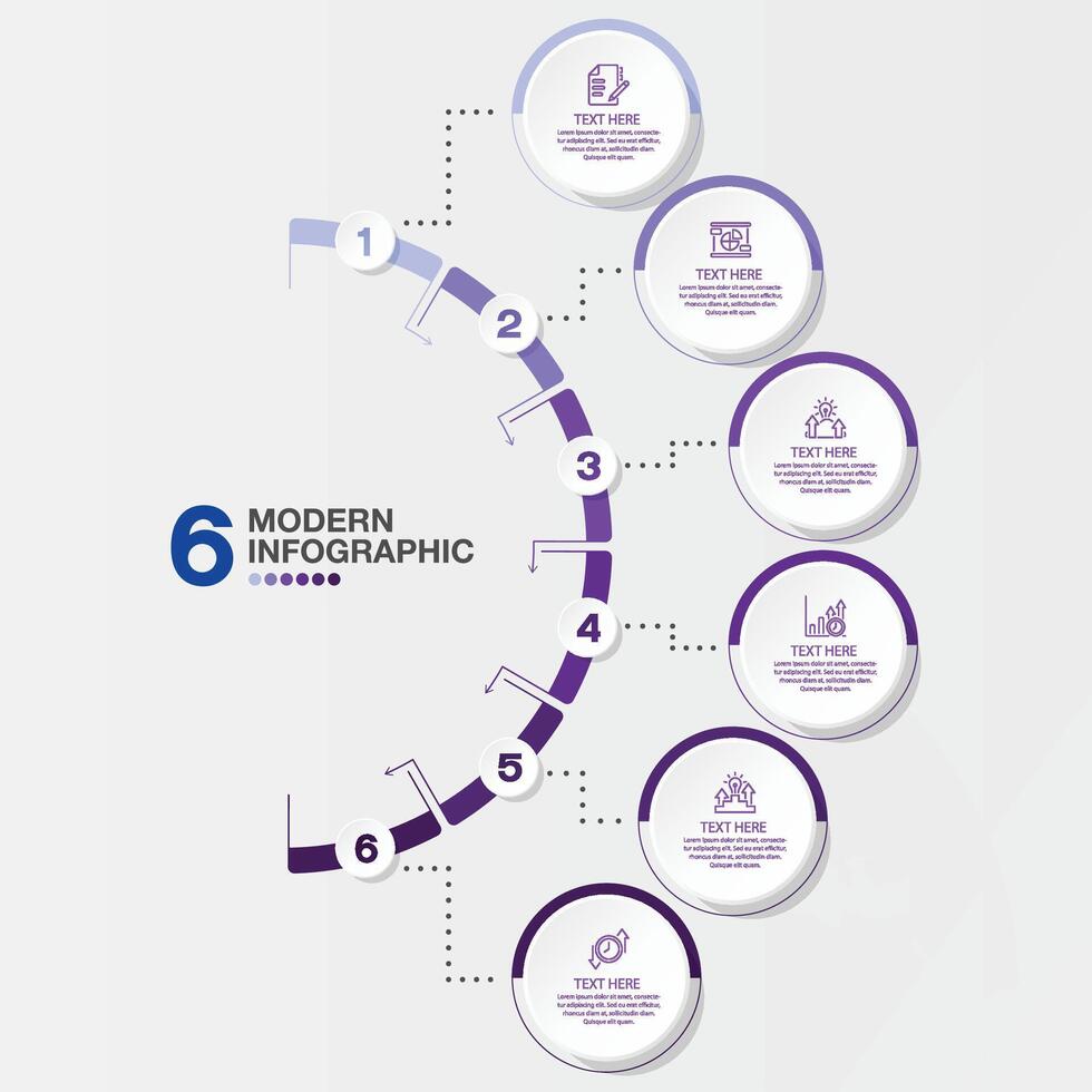 Infographic 6 step, Blue tone, for presentation vector