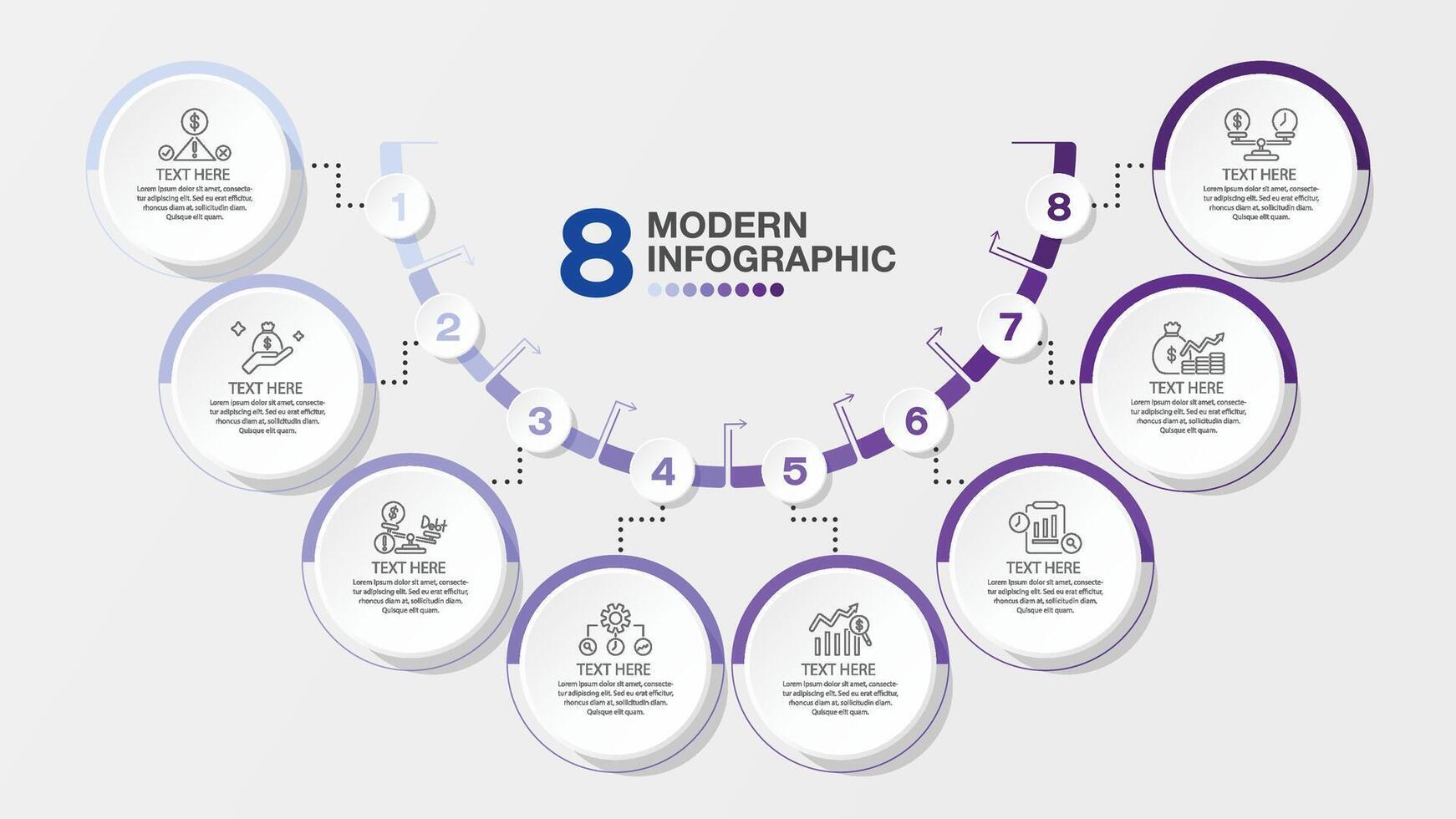 Infographic 8 process, Blue tone vector