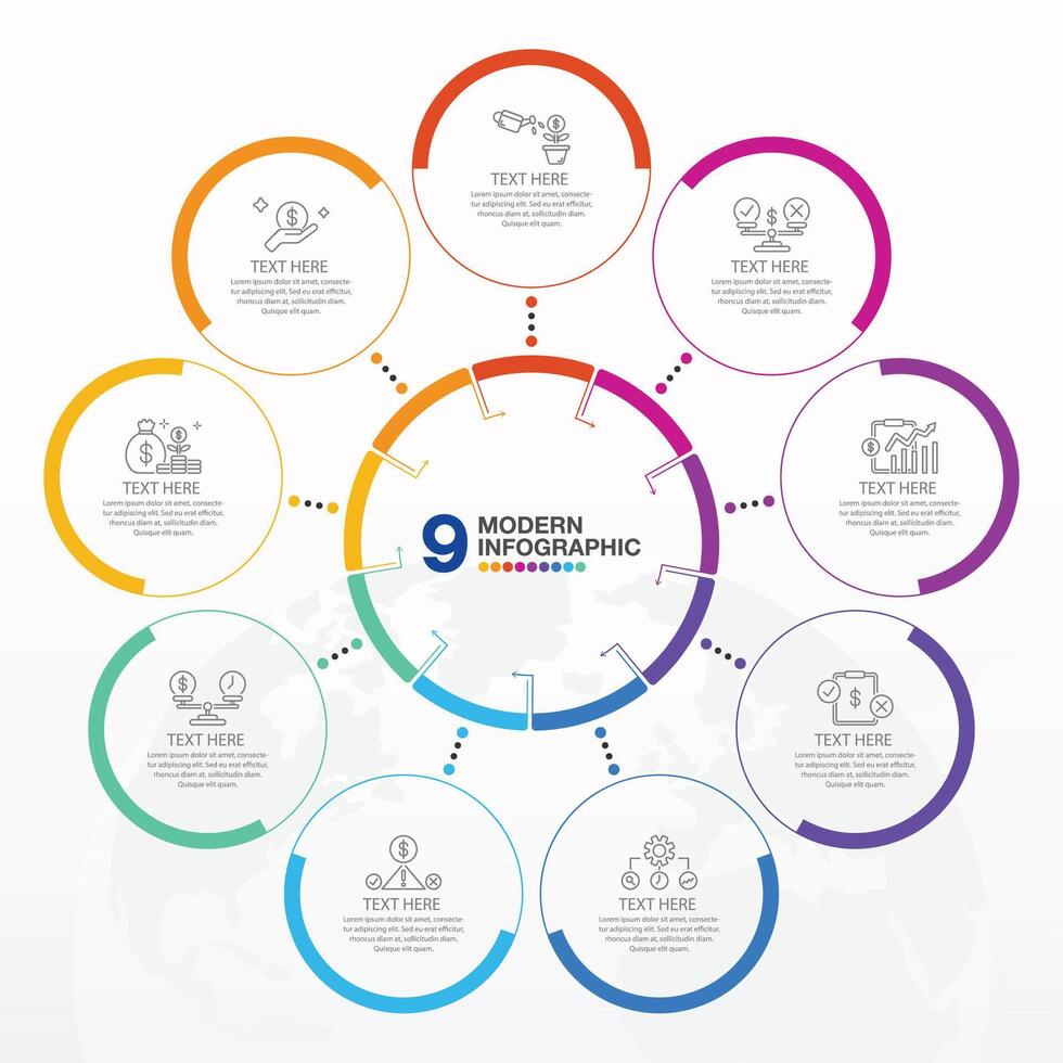 Infographic 9 step and icons. vector