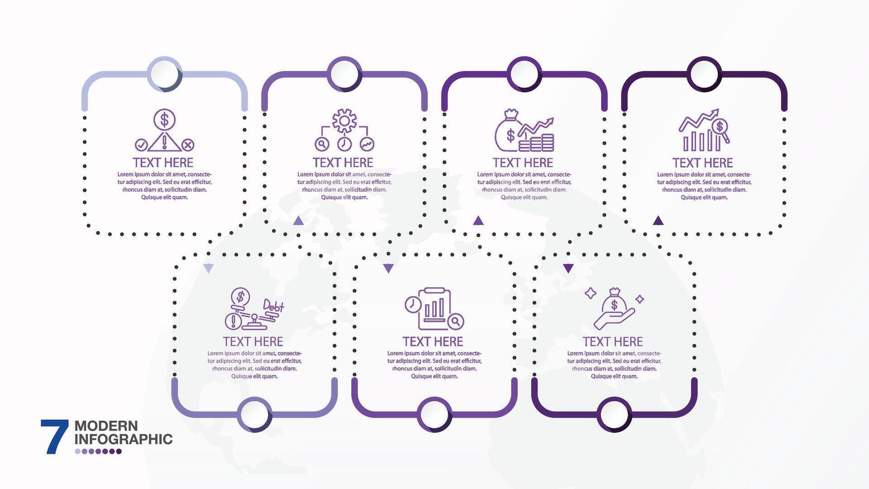 Basic infographic template with 7 steps, process or options, process chart, Used for process diagram, presentations. vector