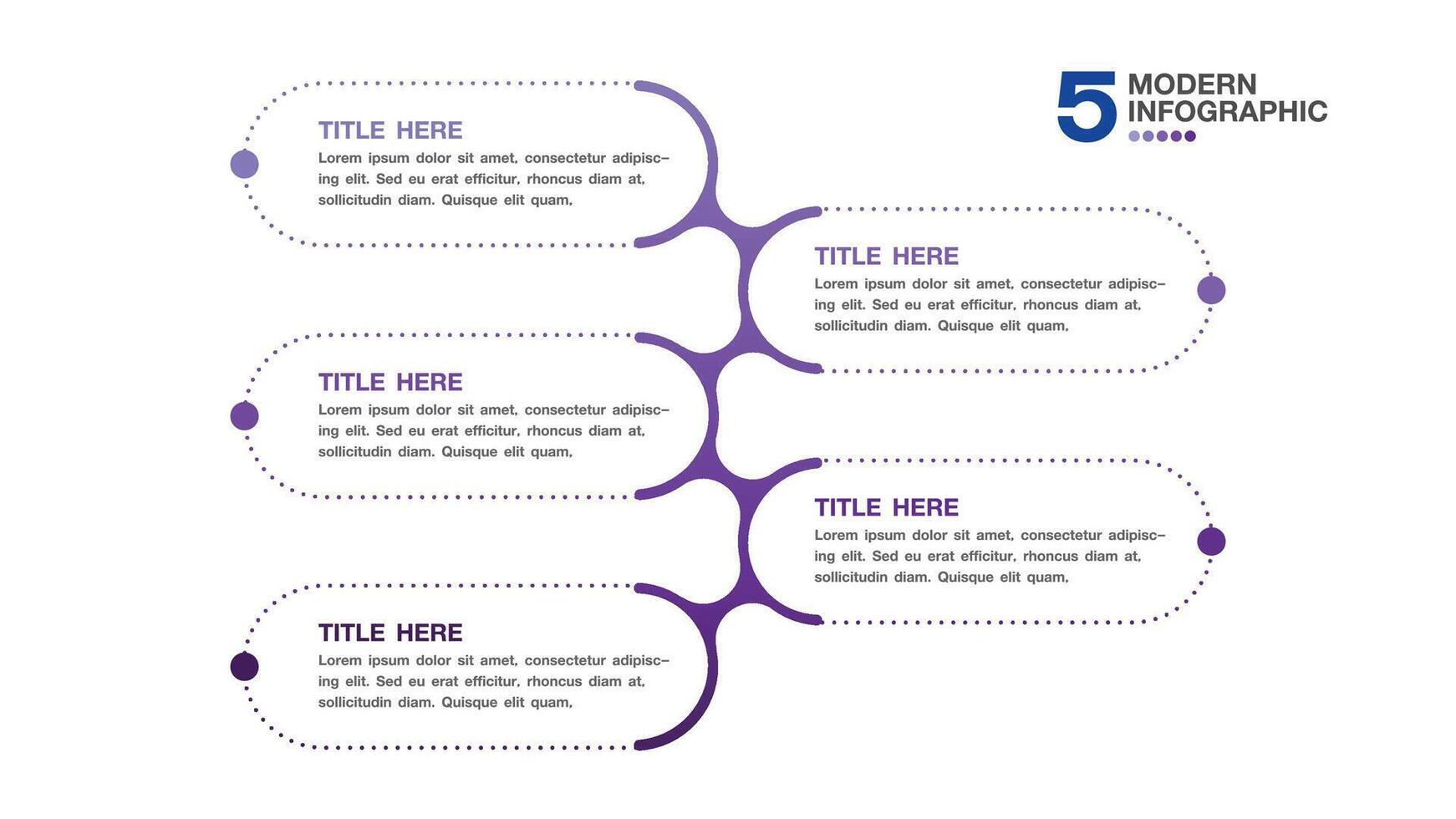 Infographic 5 process for presentation. Blue tone. vector