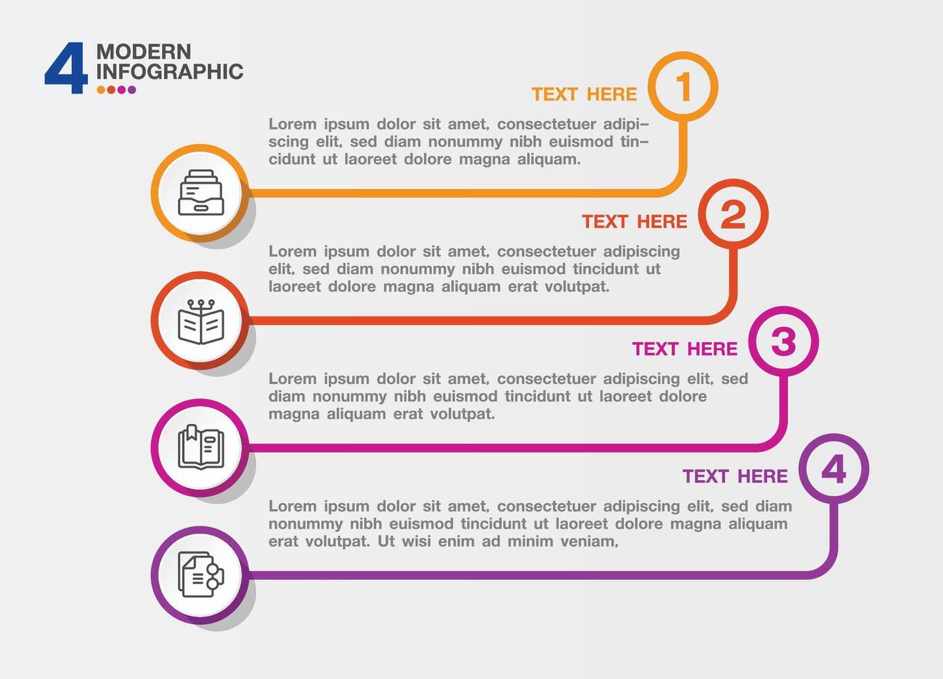 Template infographic 4 process for presentation. vector