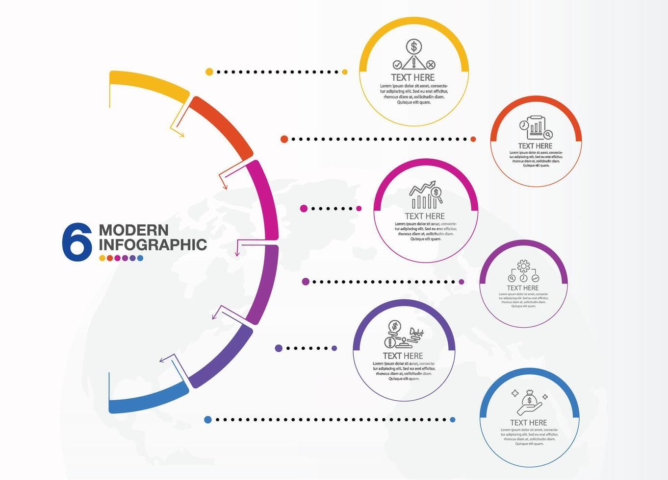 Basic circle infographic template with 6 steps, process or options, process chart, Used for process diagram, presentations, workflow layout, flow chart. vector