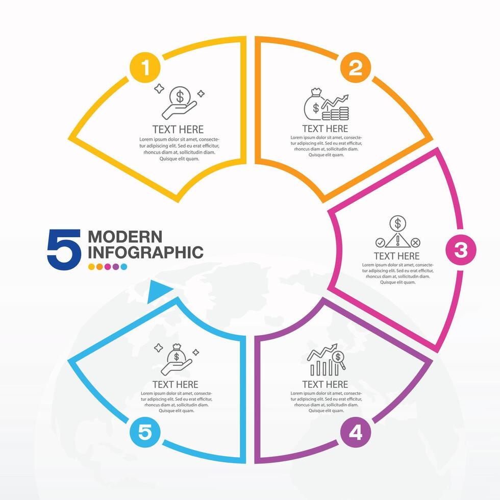 Infographic template with 5 steps. vector