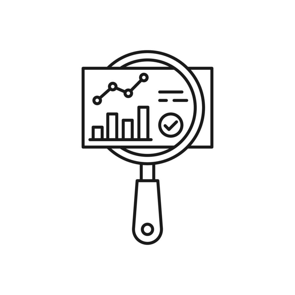 thin line quality control icon like audit validity. concept of key performance indicator or business visualisation. linear trend graphic stroke design lineart logotype web element isolated on white vector