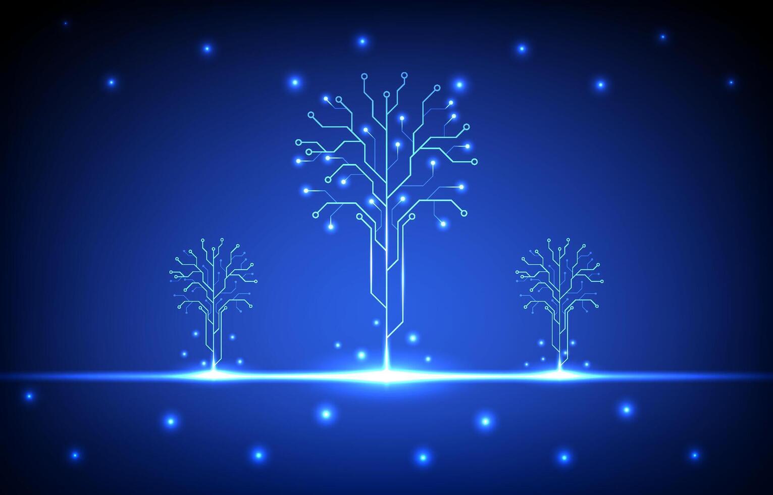 Abstract tree circuit board technology future design for futuristic data cyber network background electronic internet of things. vector
