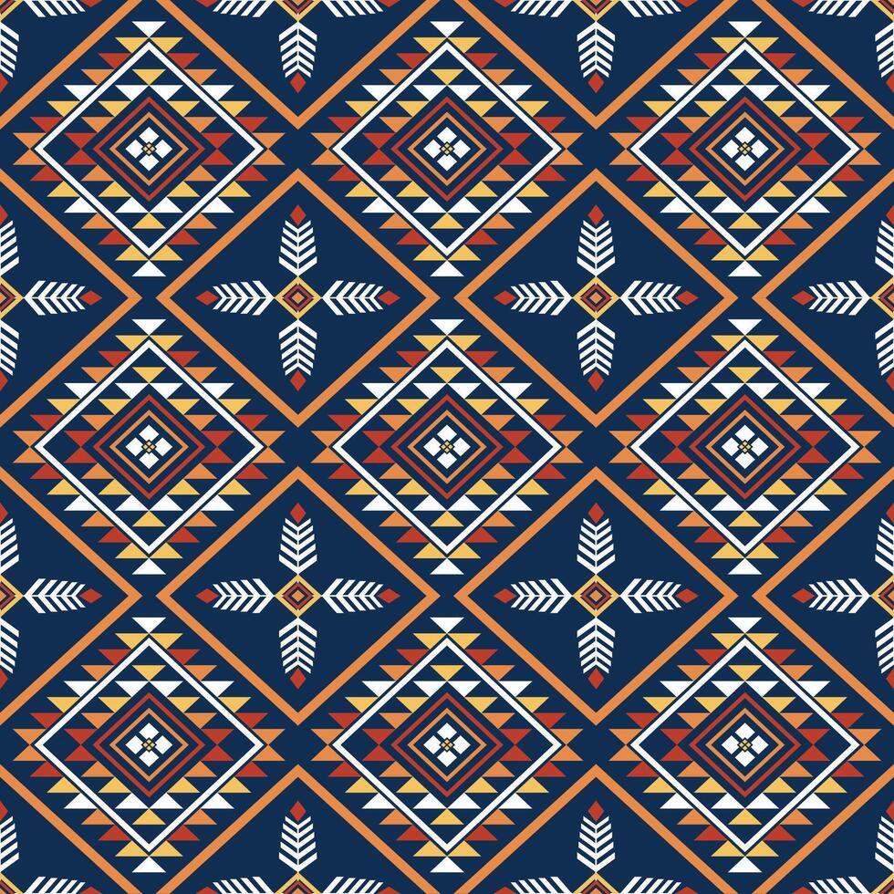 Native American pattern. Embroidery African Indigenous concept. Design for ethnic, fabric, abstract, carpet, clothing, ikat, tribal, geometric, handcraft, red, yellow, blue, orange. vector