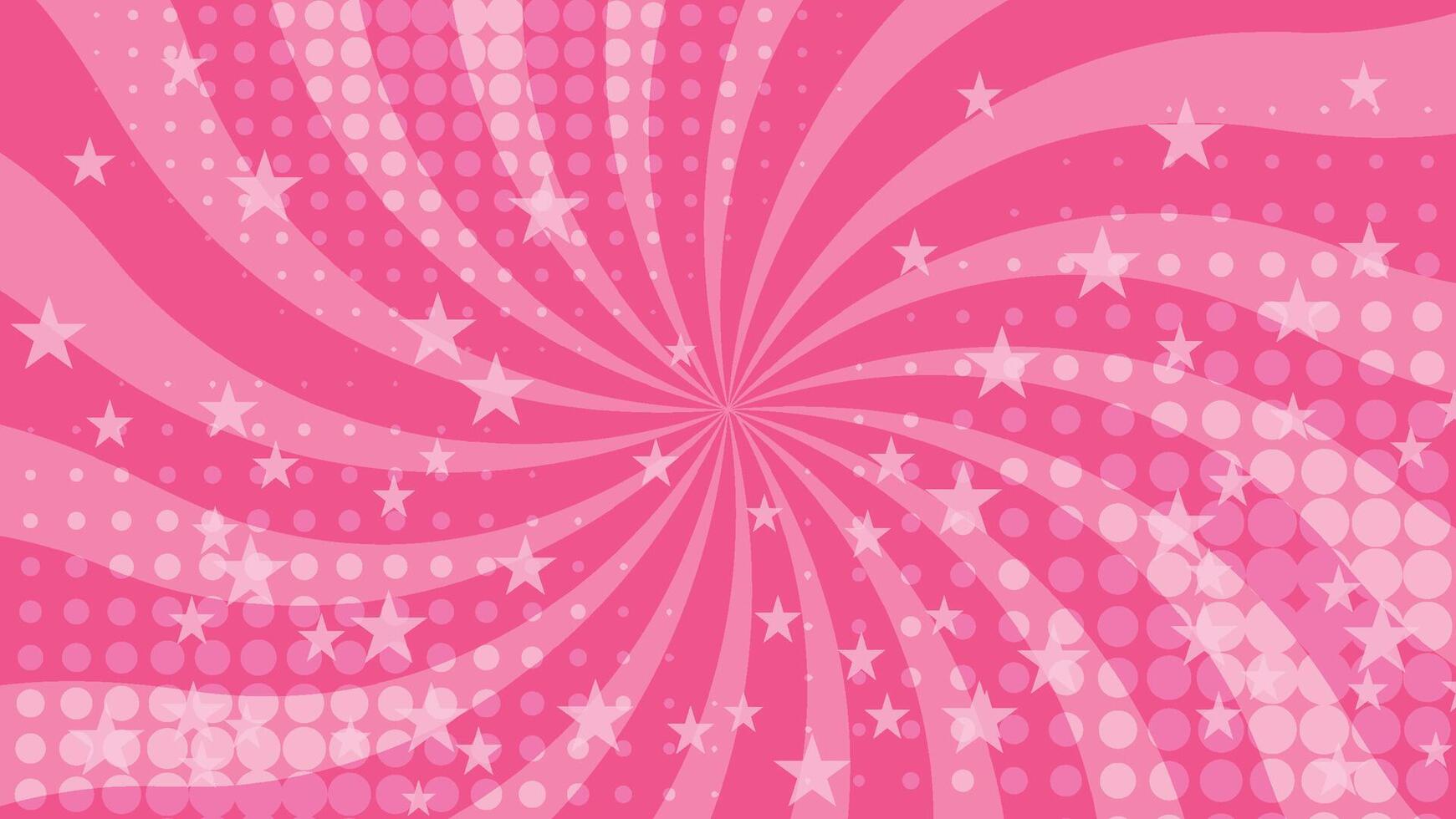 abstract pink cartoon background with festive sunburst and stars vector