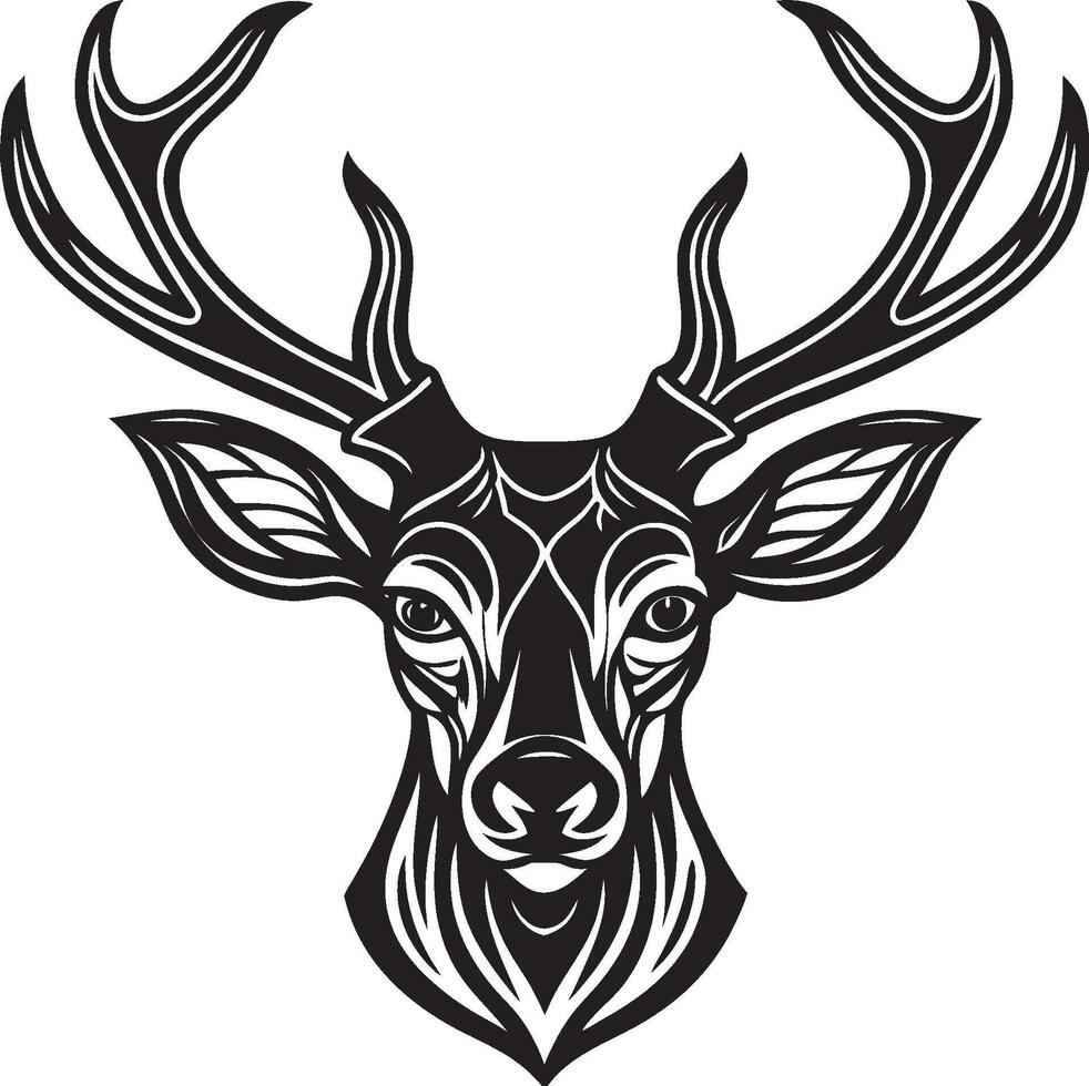 Detailed Deer Head Silhouette with Realistic Shape vector