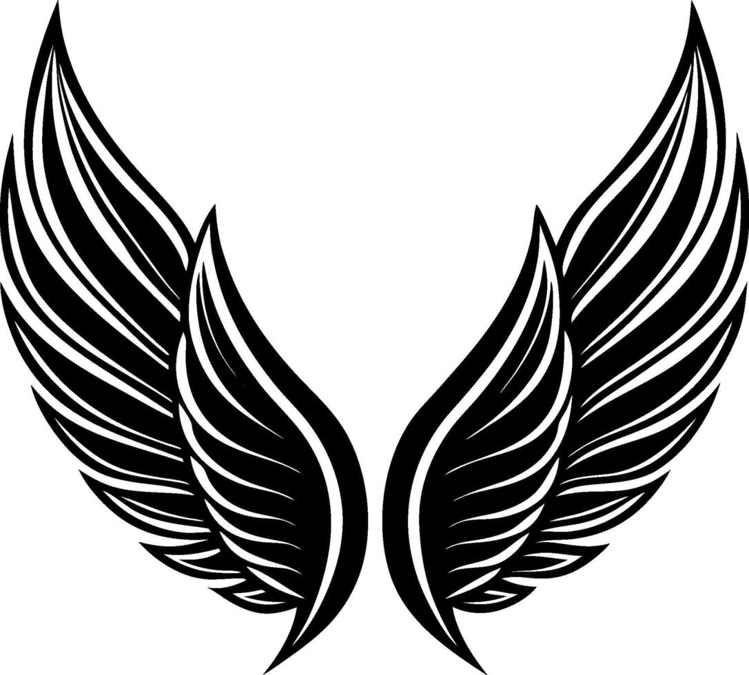 Flowing Angel Wing Silhouette in Open Pose vector