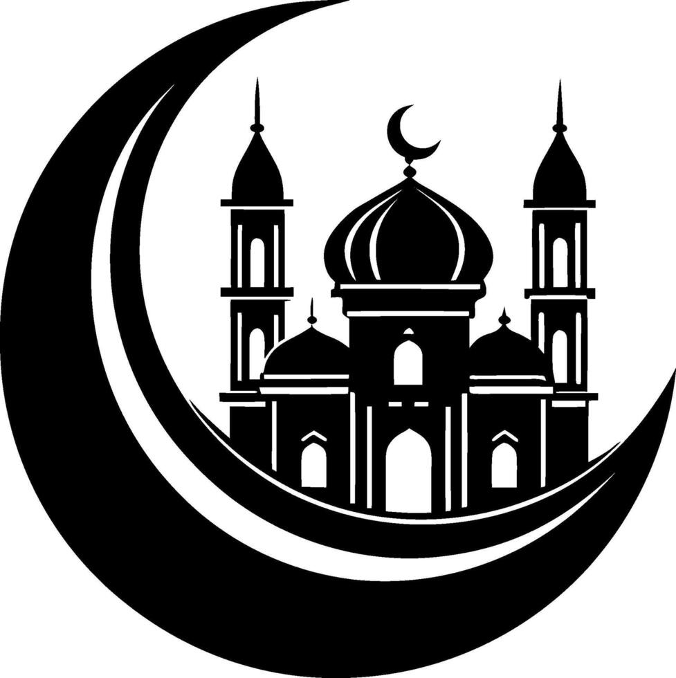 Crescent Moon and Star Silhouettes Classic Symbols of Eid vector