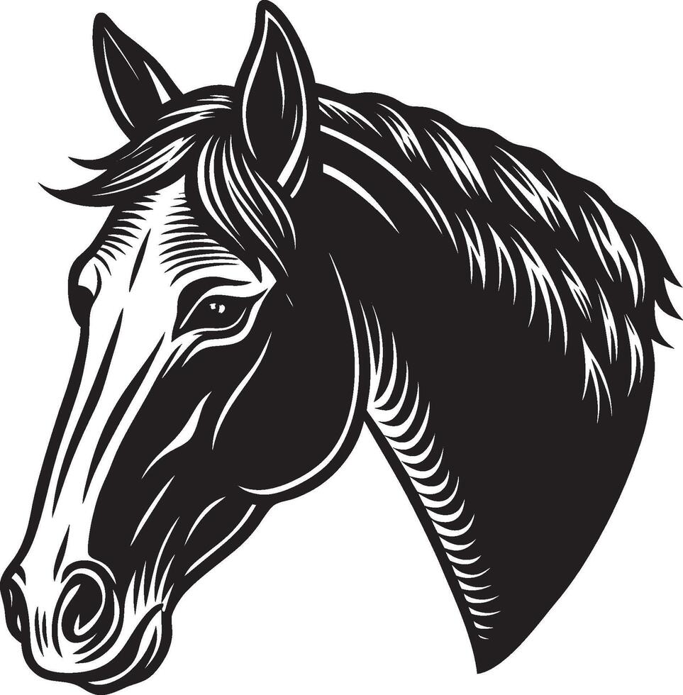 Side View Horse Head Silhouette in Classic Style vector