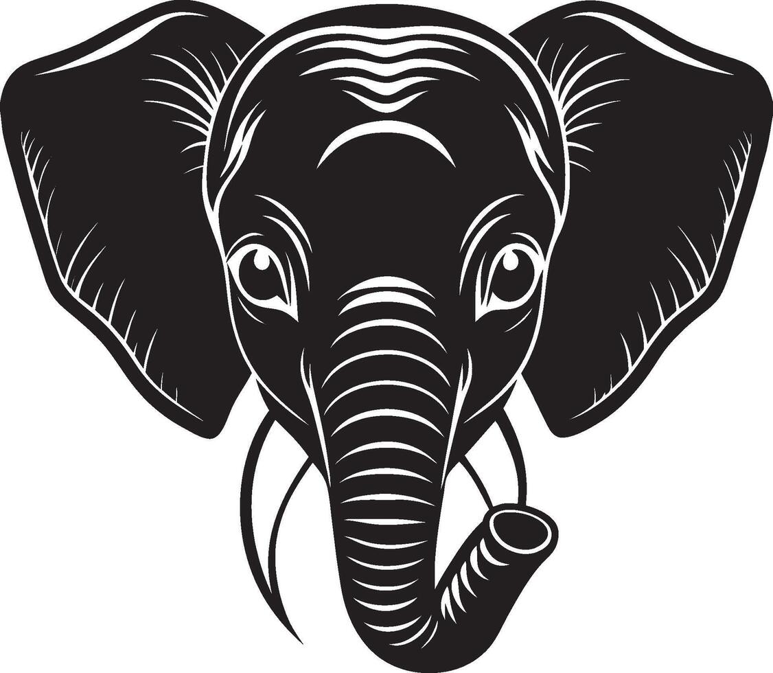 Strong Elephant Head Silhouette for Wildlife Art vector