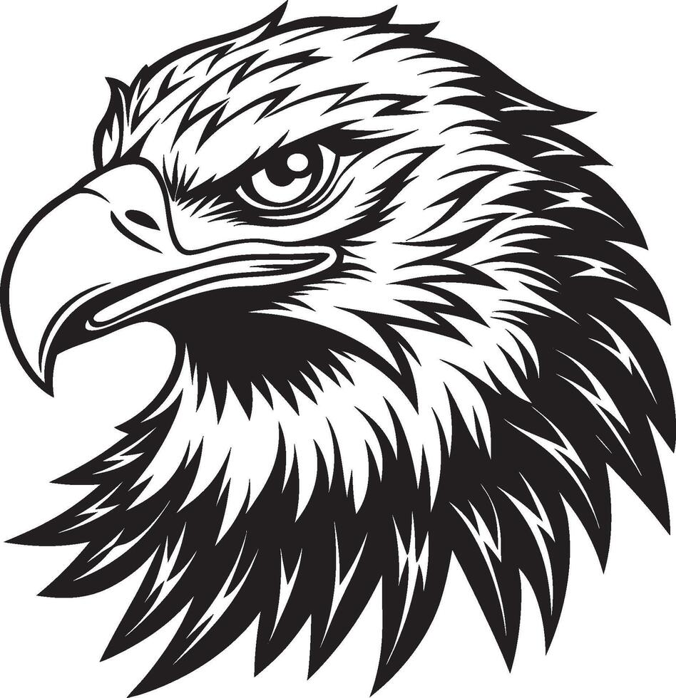 Fierce Eagle Head Silhouette with Sharp Beak vector