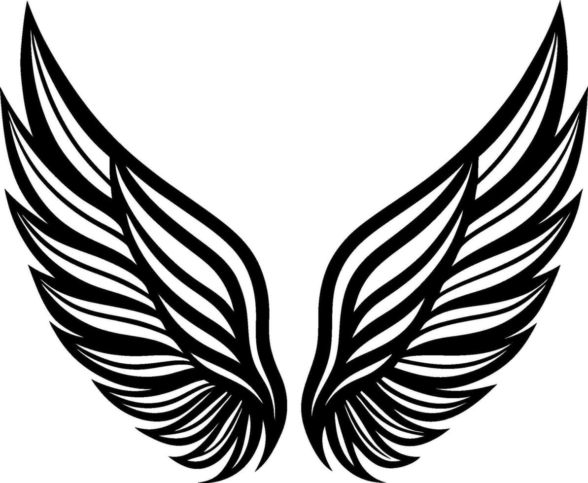 Abstract Angel Wing Silhouette with Feather Shape vector