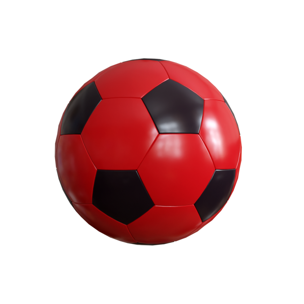 3Drendered Red and Black Color soccer ball football is isolated on a transparent background png