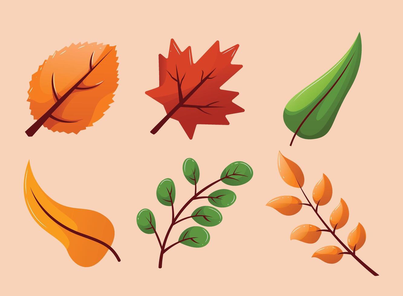 Autumn leaves set of illustration vector