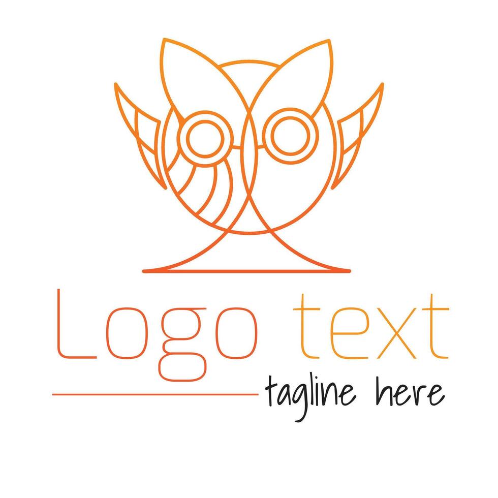 Owl abstract line art logo illustration with dummy text on white background. vector