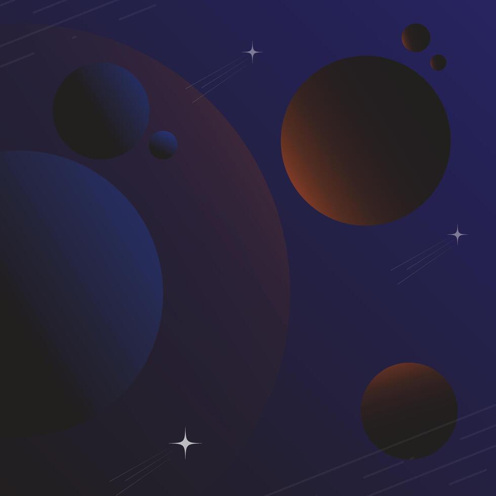 Space and astronomy background in dark sky illustration with stars and planets. vector