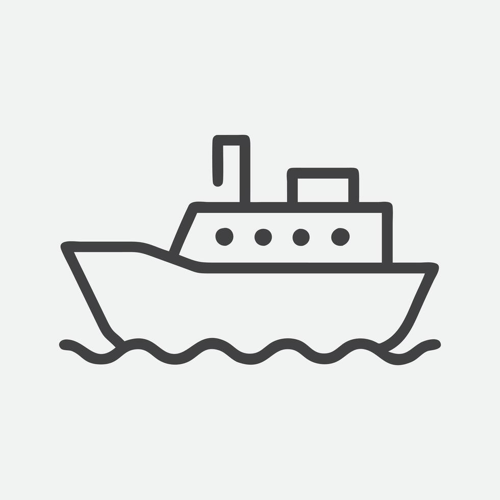 Bold and Minimalist Ship Icon in Elegant Line Art Style vector
