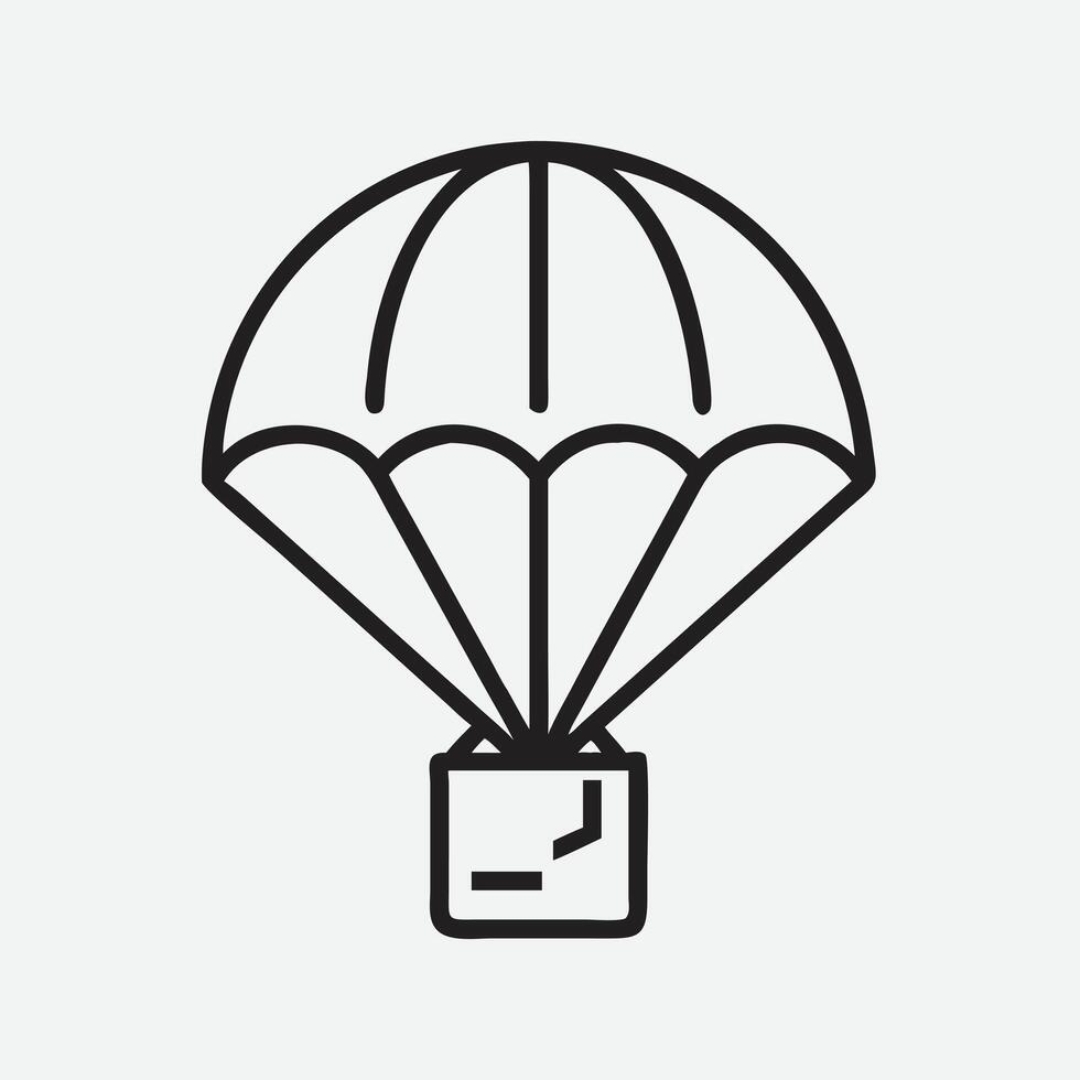 Minimalist Parachute Icon in Clean Line Art Style vector