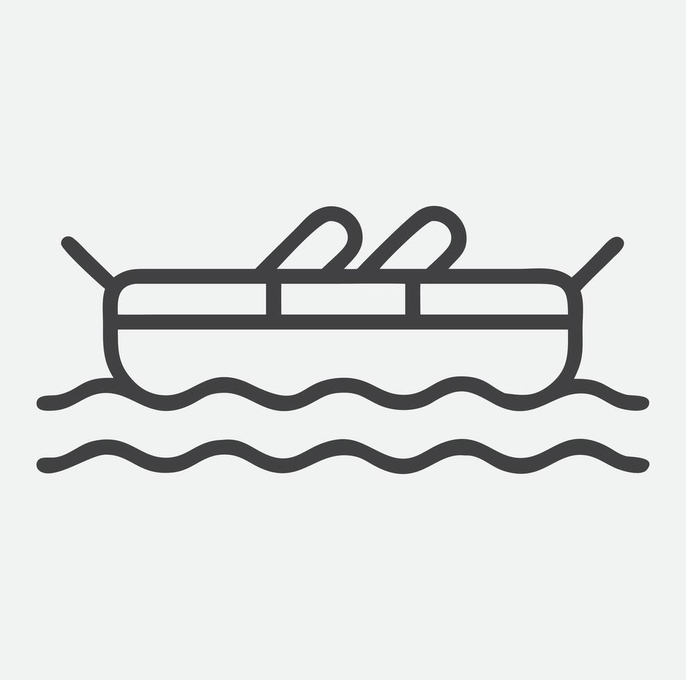 Minimalist Raft Icon in Clean Line Art Style. vector