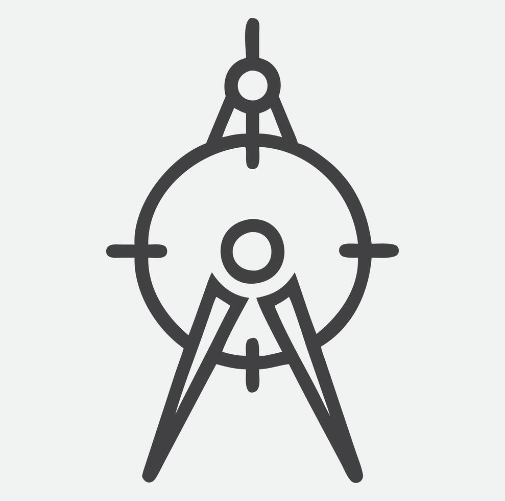 Elegant and Precise Compass Icon in Minimalist Line Art Style vector