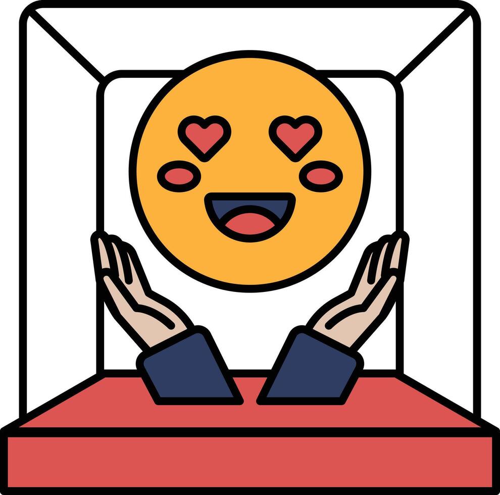 A cartoon of a smiling face with two hands reaching out to hug it vector
