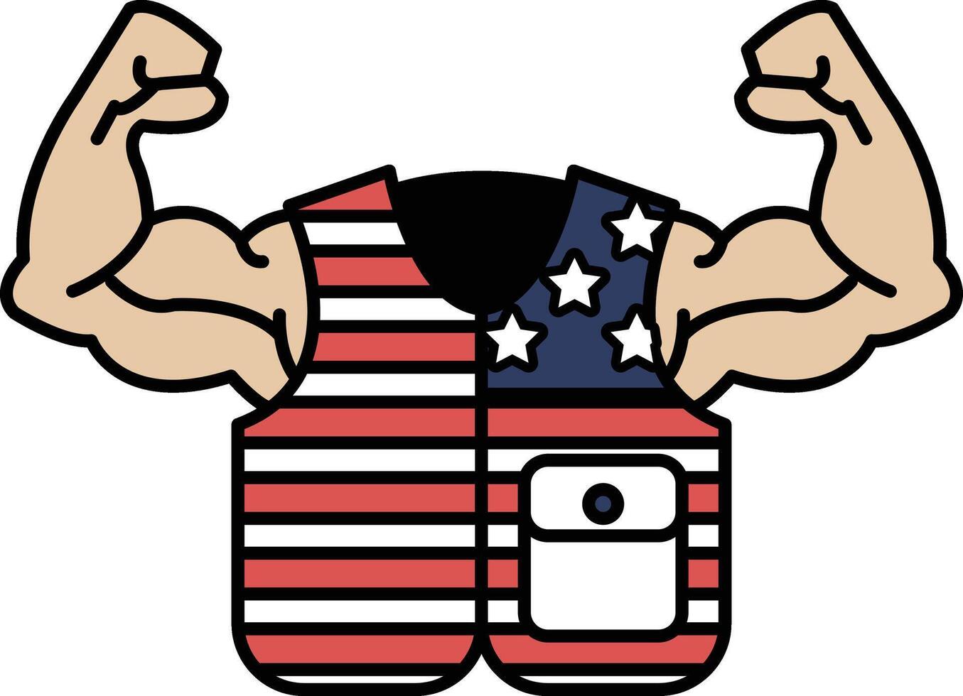 A cartoon of a man with a red, white and blue vest on vector