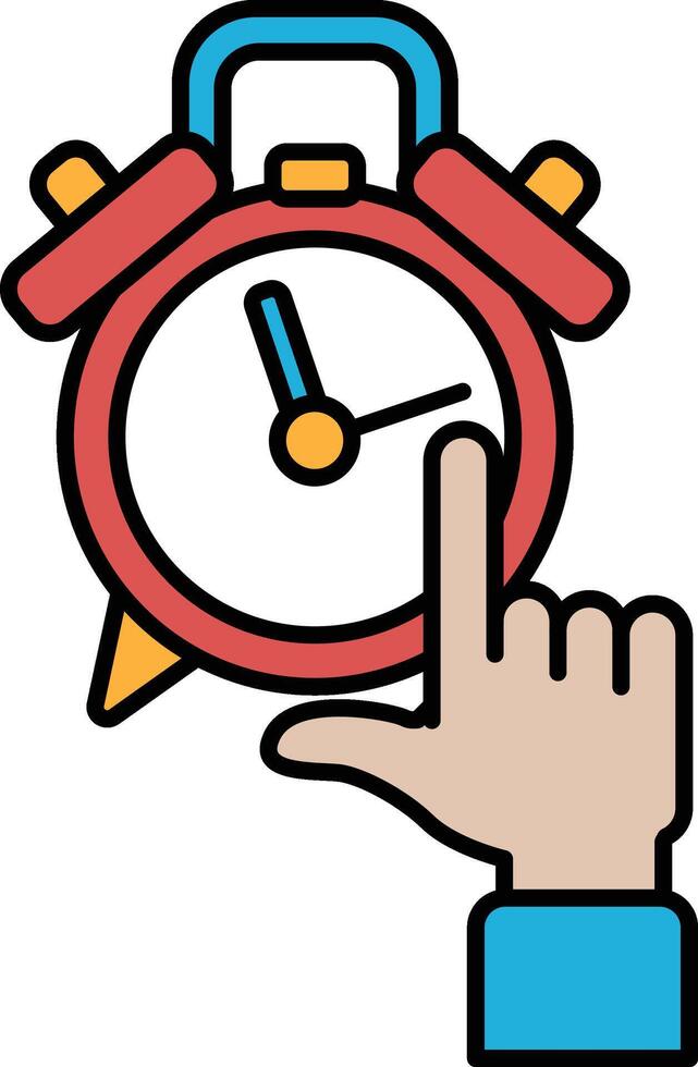 A red alarm clock with a white face and a blue hour hand vector