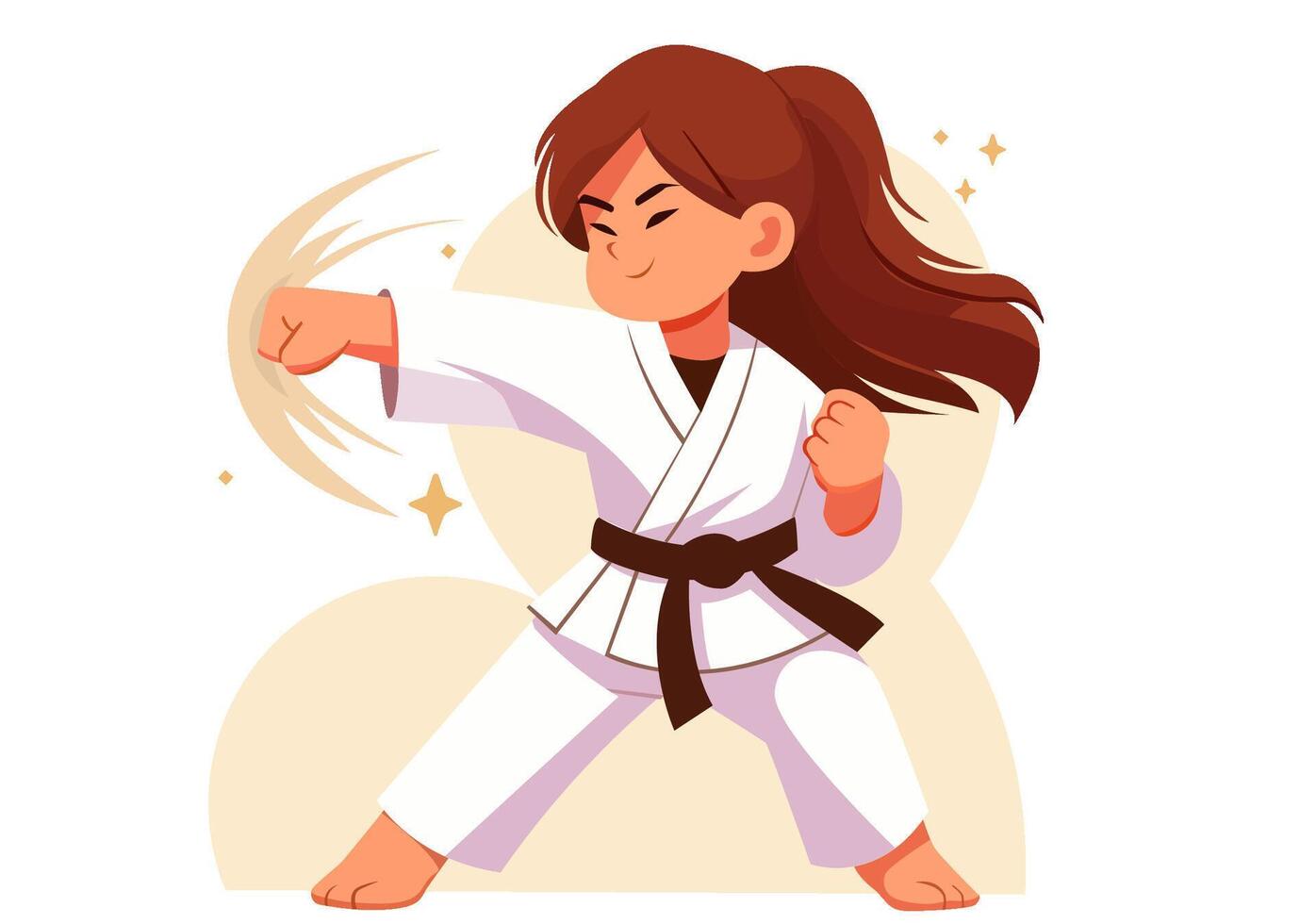 Girl in taekwondo boxing pose vector