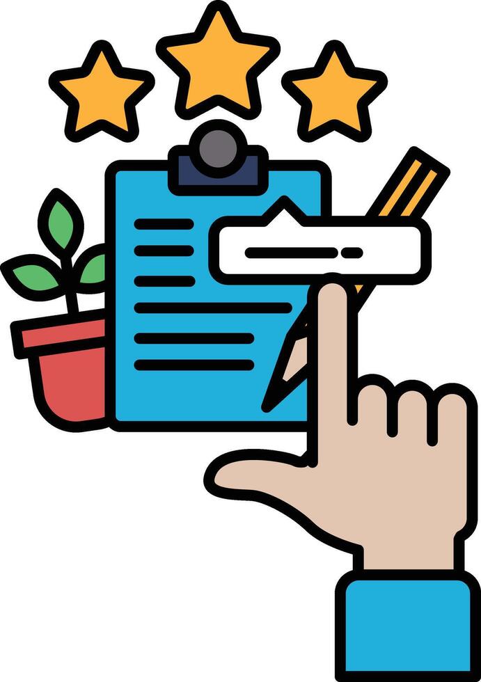 A hand is pointing at a piece of paper with a star on it vector