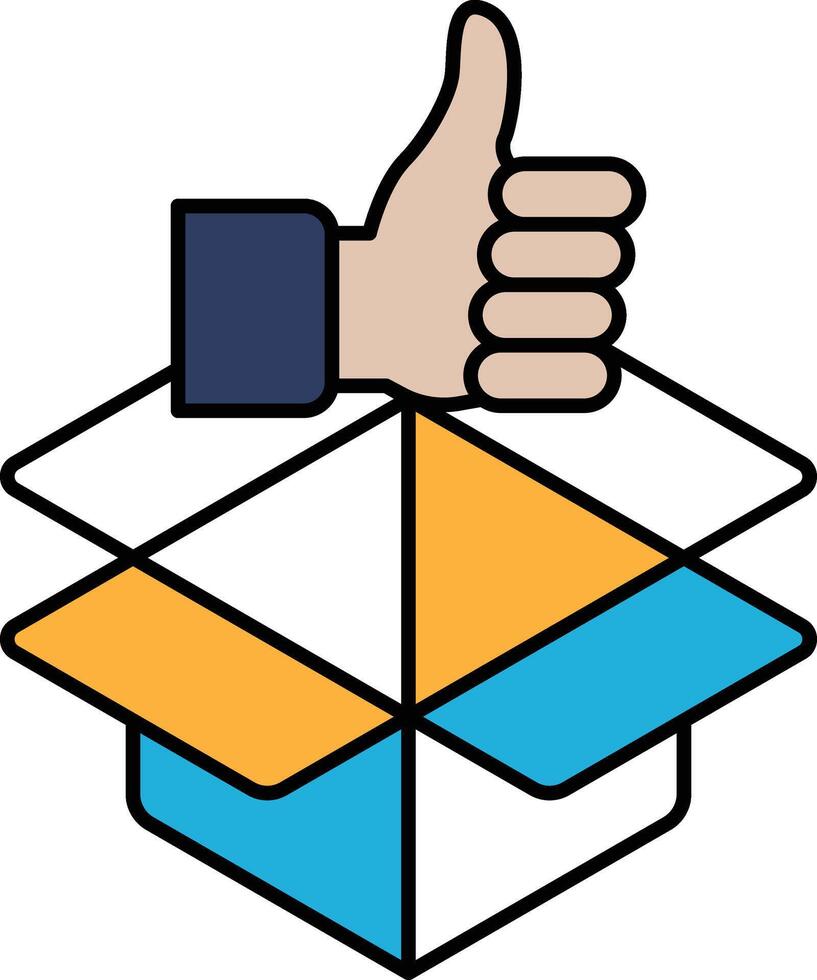 A hand giving a thumbs up to a box vector