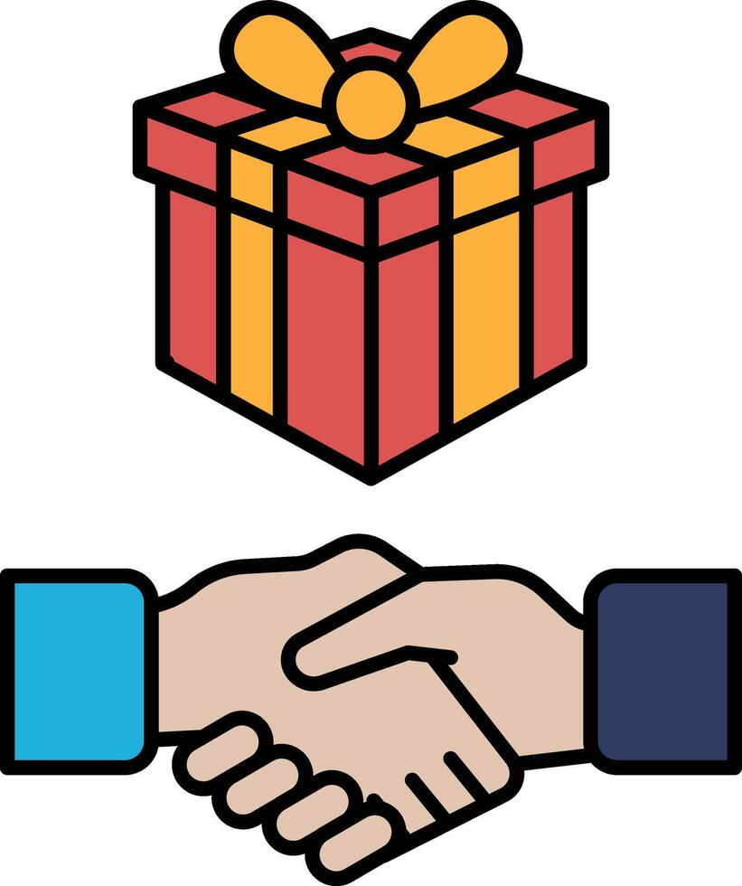 A red and yellow box with a red bow on top of it vector