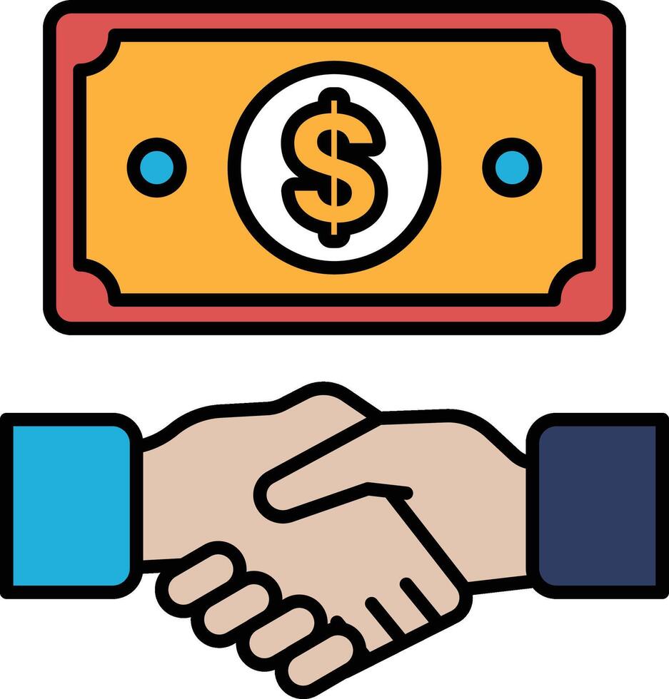 A hand shaking a dollar bill vector