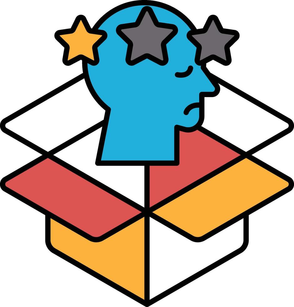 A blue head with three stars on it is inside of a box vector