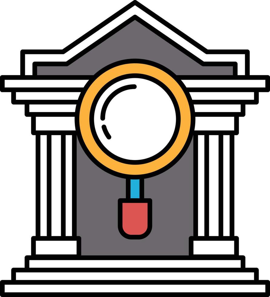 A building with a magnifying glass on top of it vector