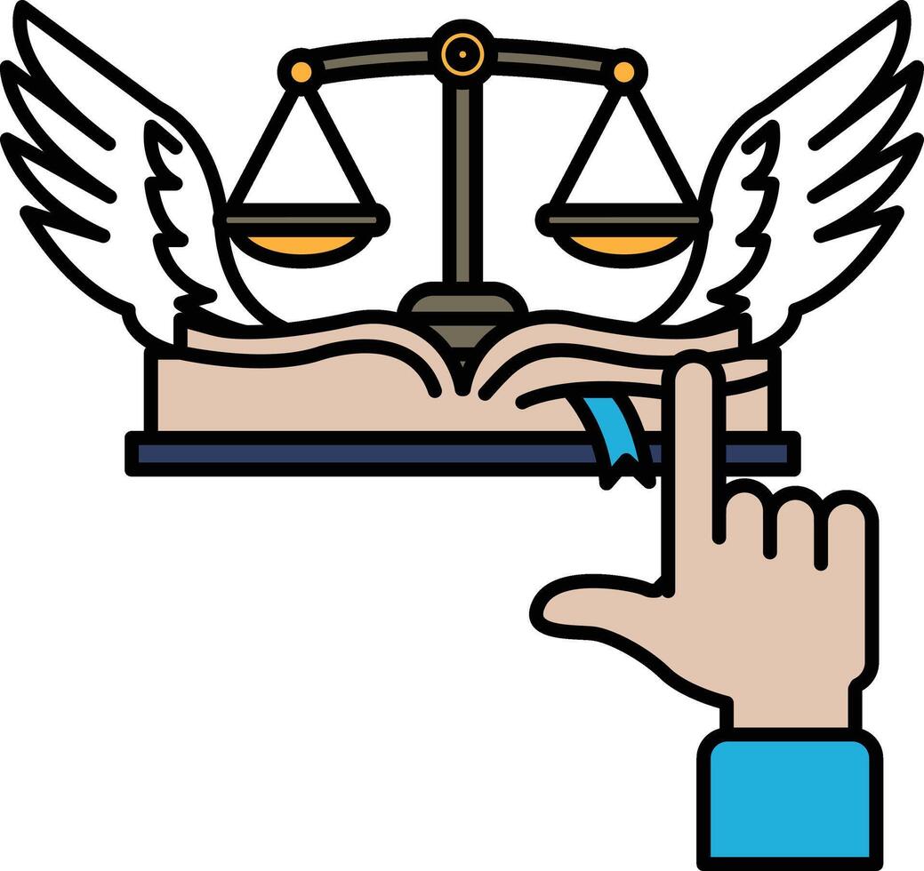 A hand pointing to a scale with wings on top vector