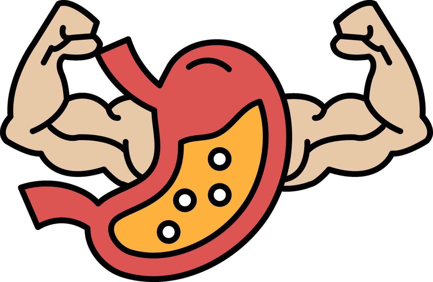 A cartoon of a man with bulging muscles and a red stomach vector