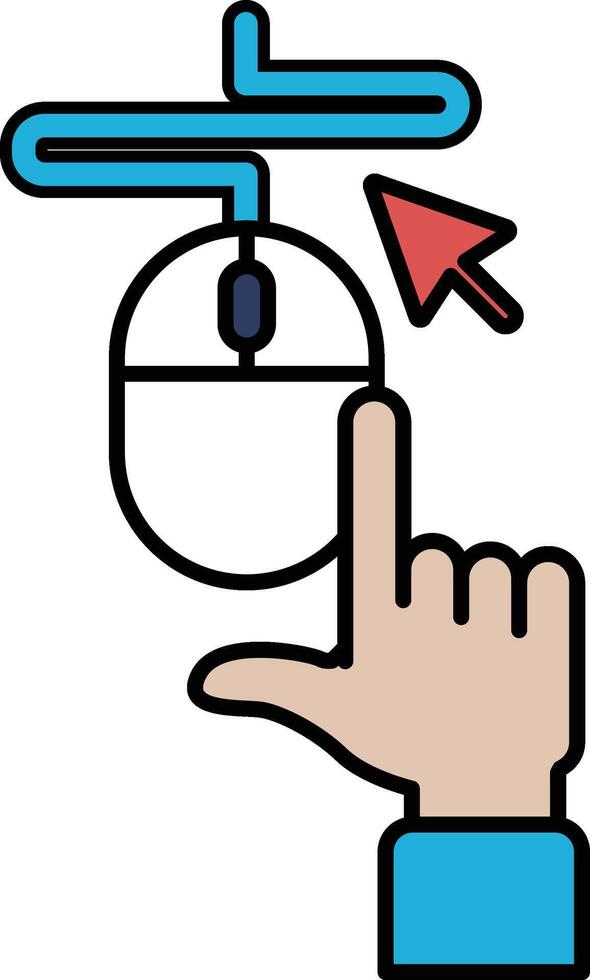 A mouse is pointing to a button with a red arrow vector