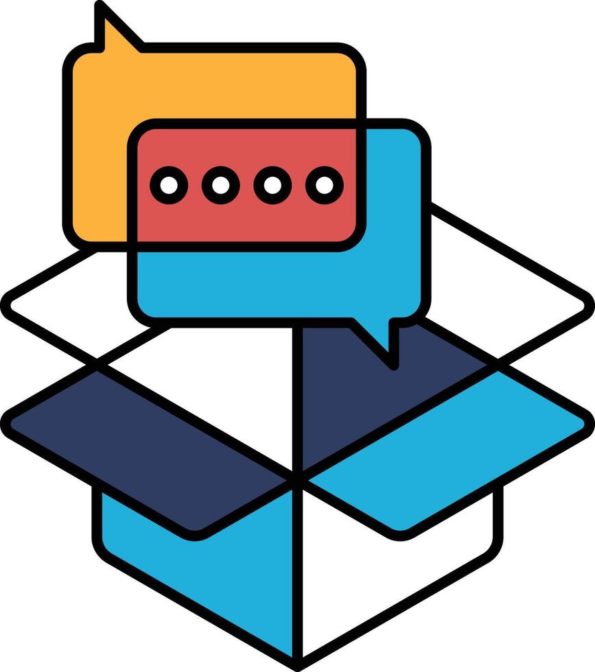 A box with two speech bubbles on top of it vector