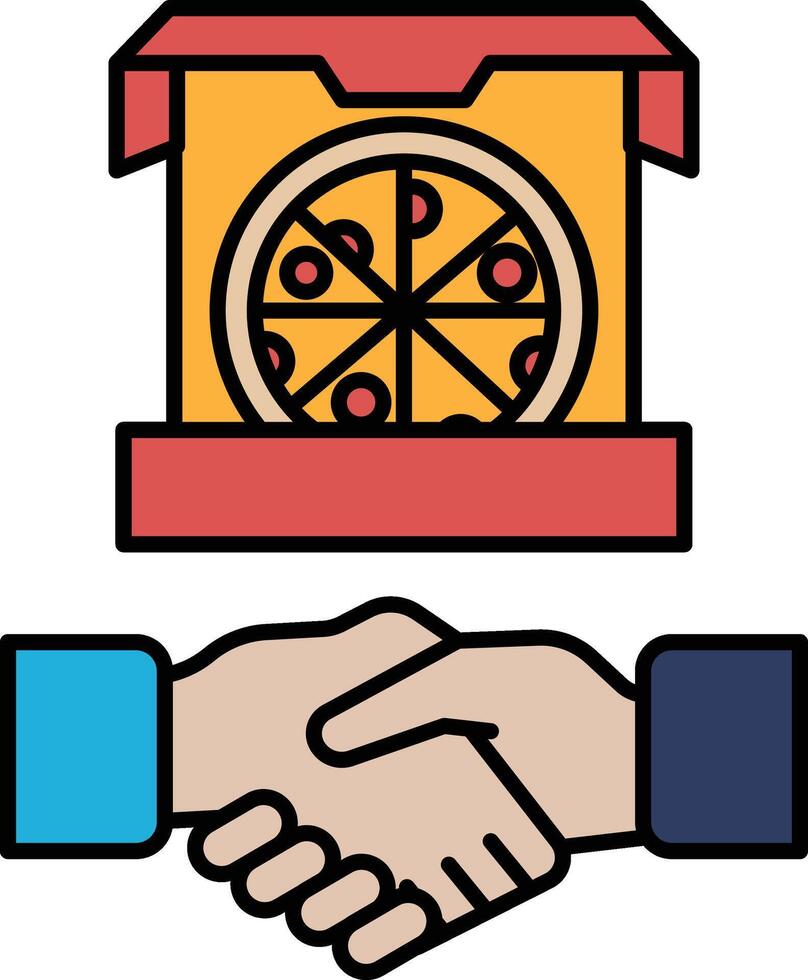 A hand shaking a box of pizza vector