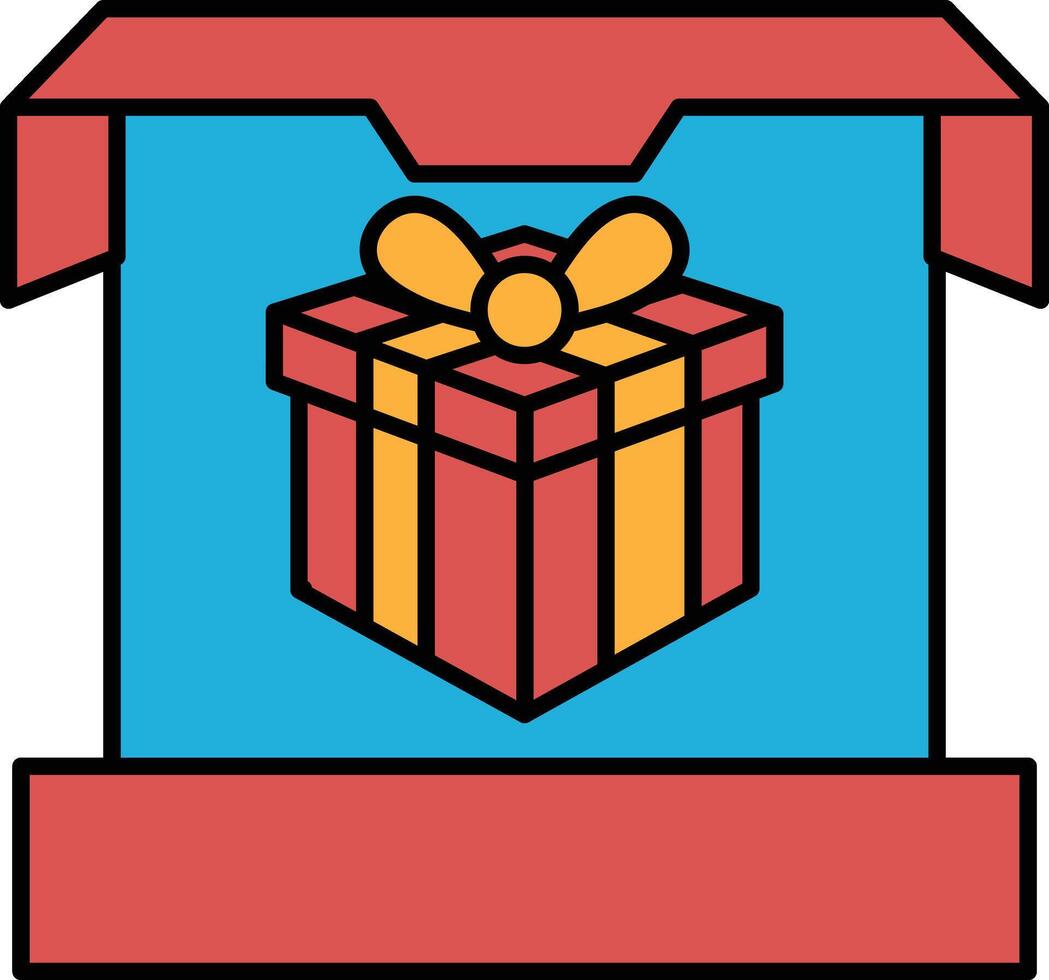 A red box with a yellow bow on top of it vector