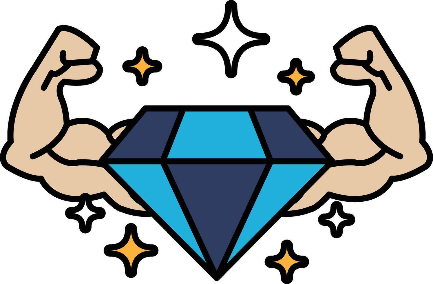A diamond is drawn on a man's bicep with a star pattern vector