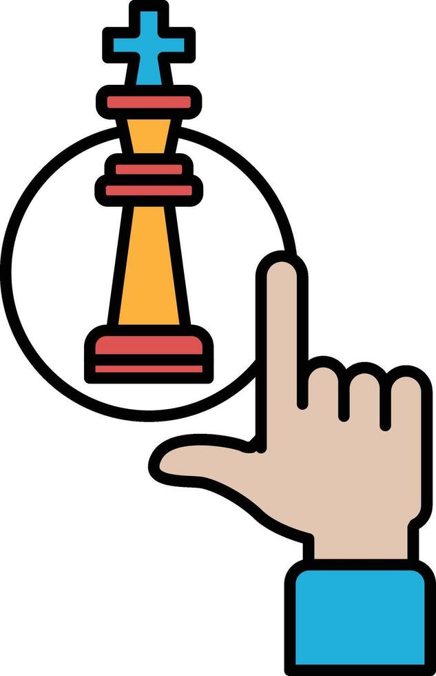 A hand pointing at a chess piece vector