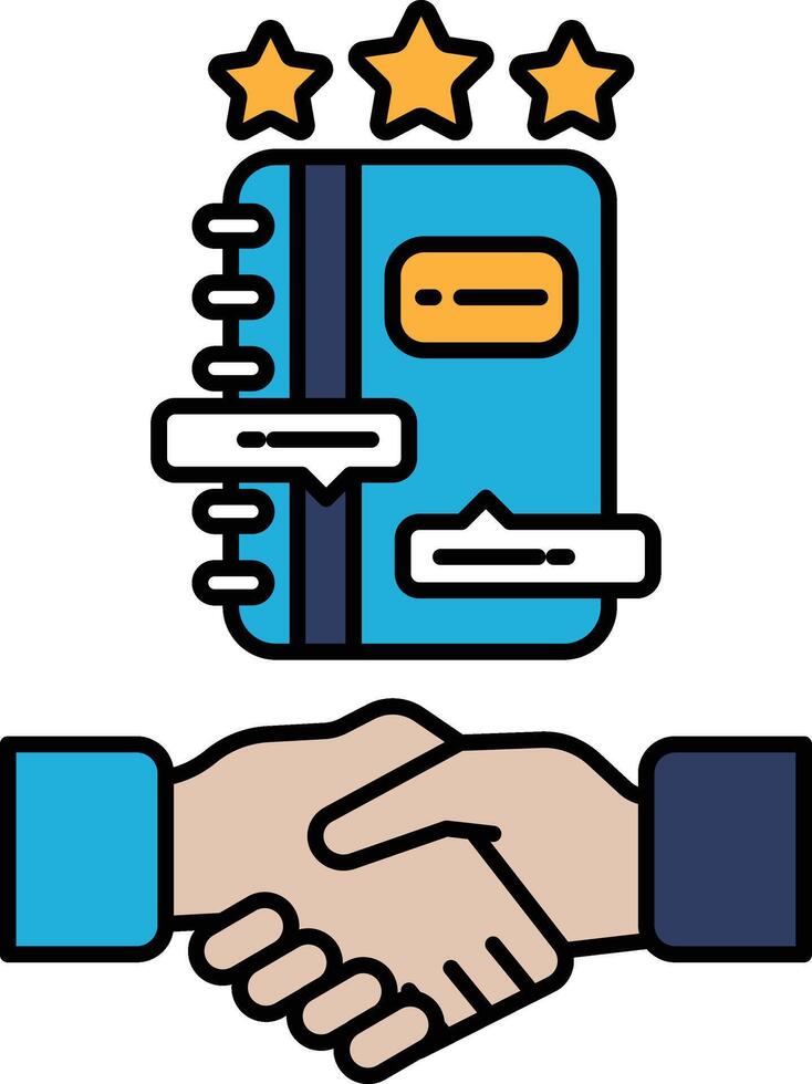 A blue book with a handshake symbol on it vector