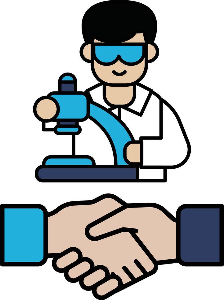 A man in a lab coat is shaking hands with another man vector